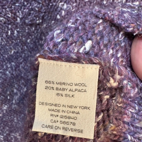 Intermix Purple Marled Baby Alpaca Merino Wool V-Neck Sweater sz Small - Picture 6 of 6
